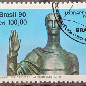 C 1700 Selo Lubrapex Brasilia Escultura Alfredo Ceschiatti Bruno Giorgi Evangelho Sao Joao 1990 Circulado 1