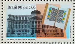 C 1708 Selo Dia do Livro Literatura Biblioteca Nacional 1990