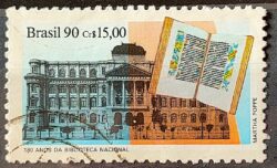 C 1708 Selo Dia do Livro Literatura Biblioteca Nacional 1990 Circulado 2