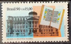 C 1708 Selo Dia do Livro Literatura Biblioteca Nacional 1990 Circulado 4