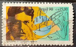 C 1709 Selo Dia do Livro Literatura Oswald de Andrade 1990 Circulado 2