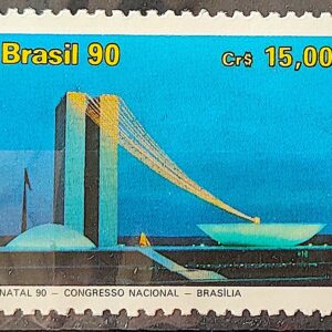 C 1712 Selo Natal Religiao Brasilia Congresso Nacional 1990
