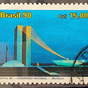 C 1712 Selo Natal Religiao Brasilia Congresso Nacional 1990 Circulado 1