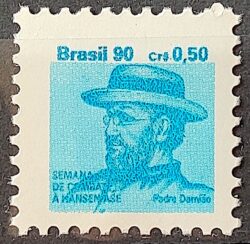 C 1714 Selo Campanha Contra o Mal de Hansen Hanseniase Saude Padre Damiao Religiao 1990 H27