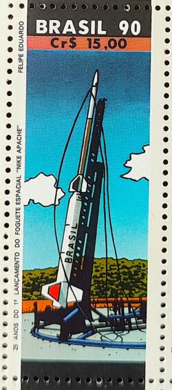 C 1716 Selo 25 Anos Foguete Espacial Espaco Militar Comunicacao 1990
