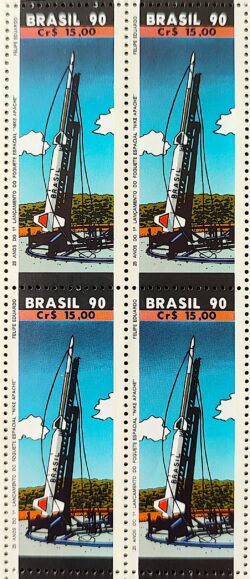 C 1716 Selo 25 Anos Foguete Espacial Espaco Militar Comunicacao 1990 Quadra
