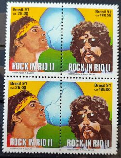 C 1719 Selo Rock in Rio Musica Cazuza Raul Seixas 1991 Quadra