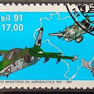 C 1721 Selo 50 Anos Ministerio da Aeronautica Militar Aviao 1991 Circulado 1