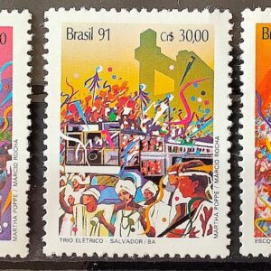 C 1722 Selo Carnaval Musica Olinda Salvador Rio de Janeiro 1991 Serie Completa