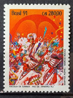 C 1724 Selo Carnaval Musica Escola de Samba Rio de Janeiro 1991