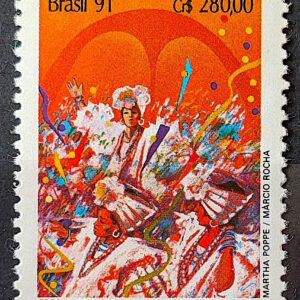 C 1724 Selo Carnaval Musica Escola de Samba Rio de Janeiro 1991
