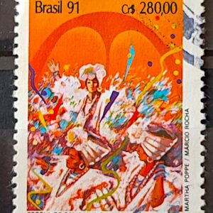 C 1724 Selo Carnaval Musica Escola de Samba Rio de Janeiro 1991 Circulado 11