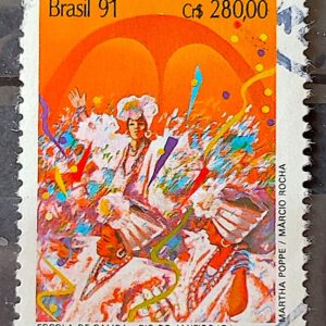 C 1724 Selo Carnaval Musica Escola de Samba Rio de Janeiro 1991 Circulado 8