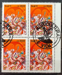 C 1724 Selo Carnaval Musica Escola de Samba Rio de Janeiro 1991 Quadra CBC