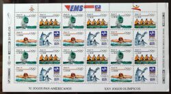 C 1727 Selo Jogos Panamericanos Havana Cuba Olimpiadas de Barcelona Vela 1991 Folha