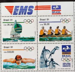 C 1727 Selo Jogos Panamericanos Havana Cuba Olimpiadas de Barcelona Vela 1991 Serie Completa Vinheta EMS