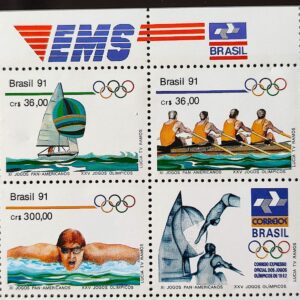 C 1727 Selo Jogos Panamericanos Havana Cuba Olimpiadas de Barcelona Vela 1991 Serie Completa Vinheta EMS