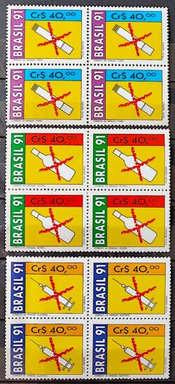 C 1730 Selo Combate as Drogas Saude Cigarro Bebida Droga 1991 Quadra Serie Completa