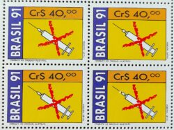 C 1732 Selo Combate as Drogas Saude Droga Seringa 1991 Quadra