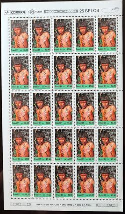 C 1734 Selo Cultura Indigena Indio Yanomami 1991 Folha Serie Completa