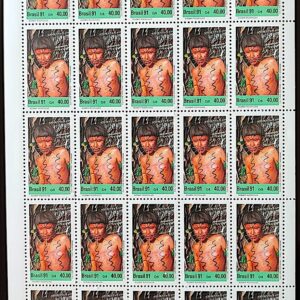C 1734 Selo Cultura Indigena Indio Yanomami 1991 Folha Serie Completa