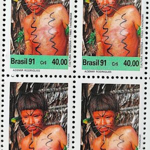C 1734 Selo Cultura Indigena Indio Yanomami 1991 Quadra