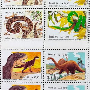 C 1737 Selo Instituto Butantan Cobra Dinossauro 1991 Quadra Serie Completa