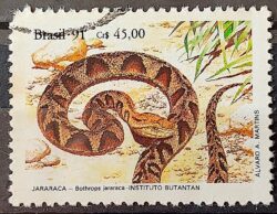 C 1737 Selo Instituto Butantan Cobra Jararaca 1991 Circulado 1
