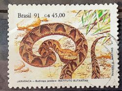 C 1737 Selo Instituto Butantan Cobra Jararaca 1991 Circulado 3