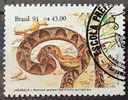 C 1737 Selo Instituto Butantan Cobra Jararaca 1991 Circulado 5