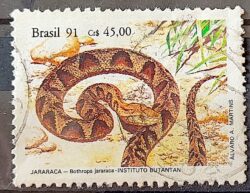 C 1737 Selo Instituto Butantan Cobra Jararaca 1991 Circulado 6