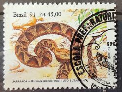 C 1737 Selo Instituto Butantan Cobra Jararaca 1991 Circulado 7