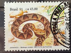 C 1737 Selo Instituto Butantan Cobra Jararaca 1991 Circulado 8