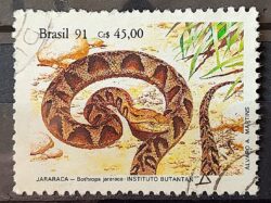 C 1737 Selo Instituto Butantan Cobra Jararaca 1991 Circulado 9