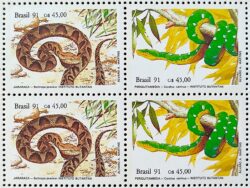 C 1737 Selo Instituto Butantan Cobra Jararaca Periquitamboia 1991 Quadra