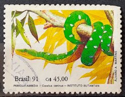 C 1738 Selo Instituto Butantan Cobra Periquitamboia 1991 Circulado 1