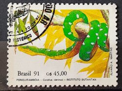 C 1738 Selo Instituto Butantan Cobra Periquitamboia 1991 Circulado 2