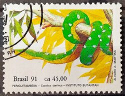 C 1738 Selo Instituto Butantan Cobra Periquitamboia 1991 Circulado 9