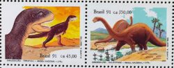 C 1739 Selo Instituto Butantan Dinossauro Teropode Sauropode 1991 Serie Completa