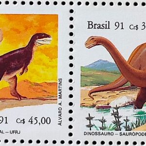 C 1739 Selo Instituto Butantan Dinossauro Teropode Sauropode 1991