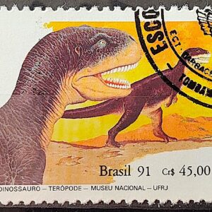 C 1739 Selo Museu Nacional Dinossauro Teropode 1991 Circulado 3