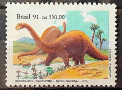 C 1740 Selo Museu Nacional Dinossauro Sauropode 1991