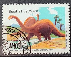 C 1740 Selo Museu Nacional Dinossauro Sauropode 1991 Circulado 2