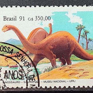 C 1740 Selo Museu Nacional Dinossauro Sauropode 1991 Circulado 2