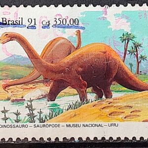 C 1740 Selo Museu Nacional Dinossauro Sauropode 1991 Circulado 3