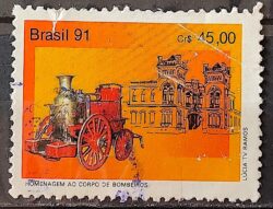 C 1741 Selo Corpo de Bombeiro Carruagem Militar 1991 Circulado 1