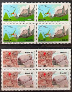 C 1742 Selo Turismo Pedra Pintada Roraima Dedo de Deus Mapa 1991 Quadra Serie Completa