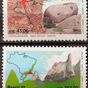 C 1742 Selo Turismo Pedra Pintada Roraima Dedo de Deus Mapa 1991 Serie Completa