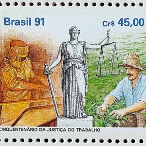 C 1744 Selo 50 Anos Justica do Trabalho Direito Economia 1991