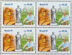 C 1744 Selo 50 Anos Justica do Trabalho Direito Economia 1991 Quadra